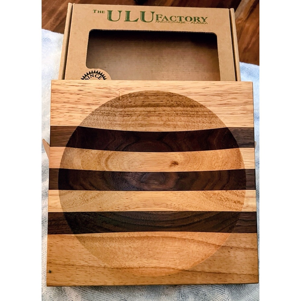 Ulu Factory Alaska Ulu Knife & Hardwood Cutting Board Set w/ Box Anchorage - Picture 5 of 7